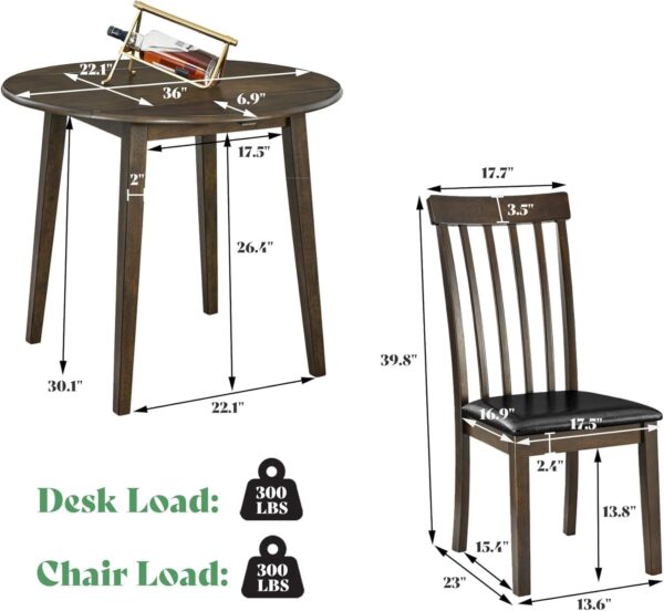 AMERLIFE Solid Wood 5-Piece Foldable Dining Set, Mid Century...