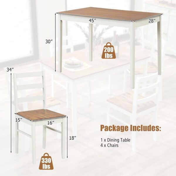 Tangkula Dining Table Set for 4, Solid Wood, Farmhouse Dinet...