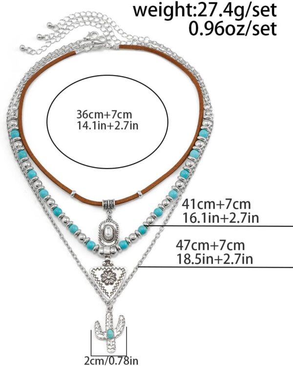 Todu 3PCS Boho Western Necklace for Women Turquoise Beaded C...