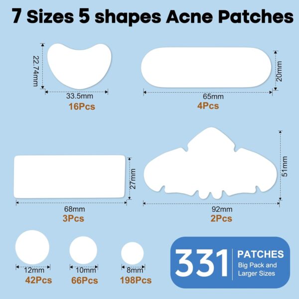 Large Pimple Patches for Face 331 Patches-7 Size,306 Round &...
