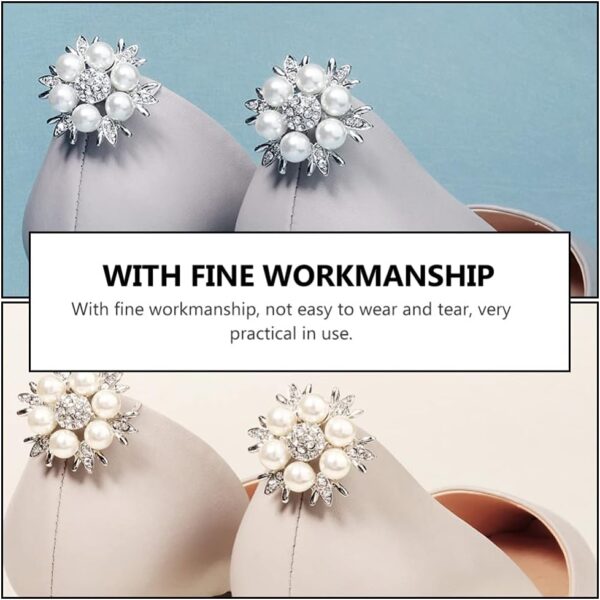 Rhinestone Shoe Clips Decorative Pearl Shoe Charms DIY Remov...