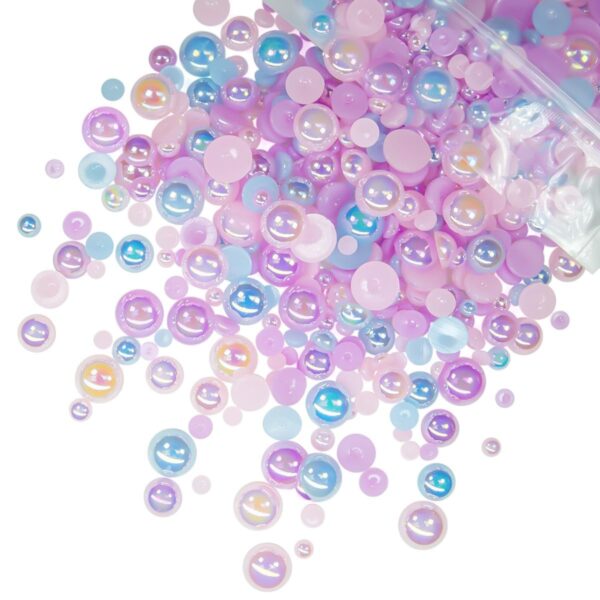 2Bags DIY Bundles Pack, 1 Half Round Pearls+1 Resin Rhinesto...