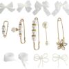 13 Pcs Pearls Lace Bow Shoe Charms Set, Shoe Jewelry for Sne...