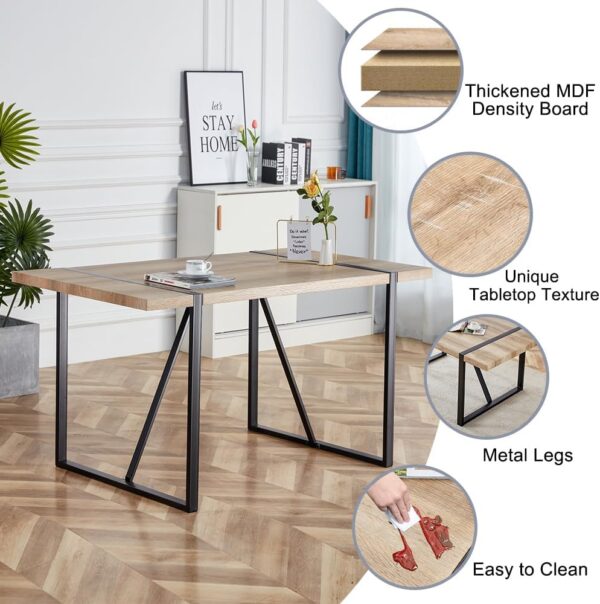 Dining Table Set for 4, Modern 55'' Wood Dinette Table Set f...