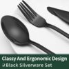 24-Piece Black Silverware Set with Steak Knives, Black Flatw...
