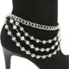 Women Western Boot Bling Bracelet Silver Metal Chain Shoe An...