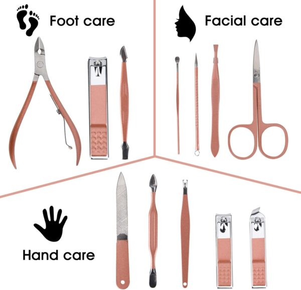 Nail Clippers and Beauty Tool Portable Set, Rose Gold Marten...