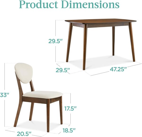 Best Choice Products 5-Piece Dining Set, Compact Mid-Century...