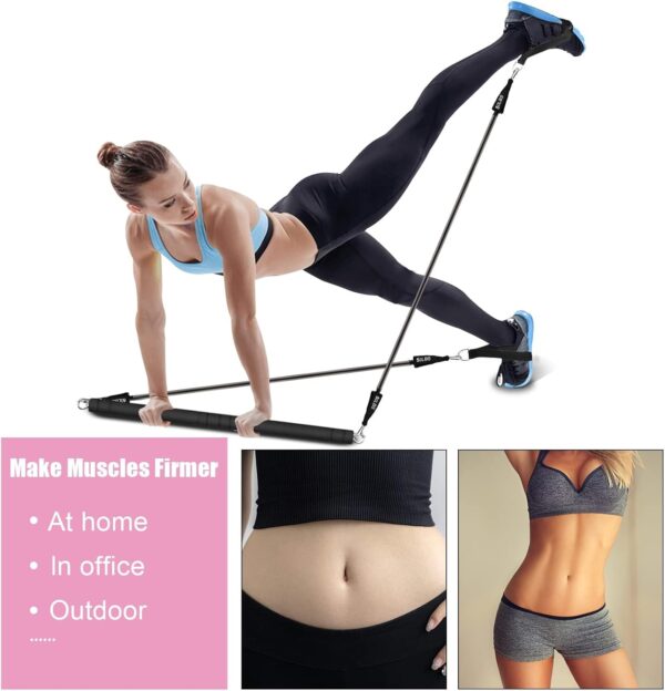Pilates Bar Kit with Resistance Band-Multifunctional Portabl...