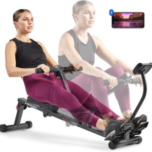 Sunny Health & Fitness Compact Adjustable Rowing Machine wit...