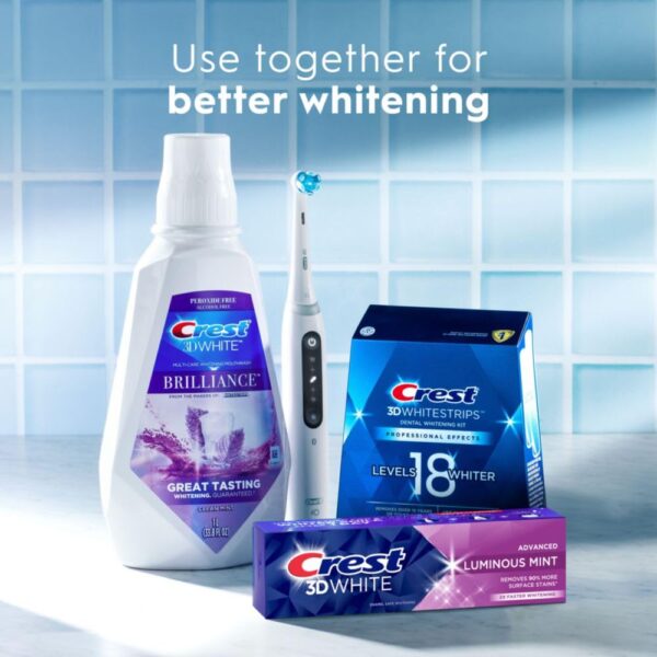 Crest 3D White Advanced Luminous Mint Teeth Whitening Toothp...