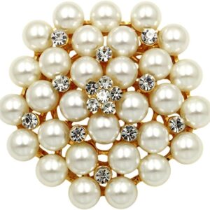 KIFEDSLJ Imitation Pearl Brooch Pin Crystal Pearl Floral Flo...