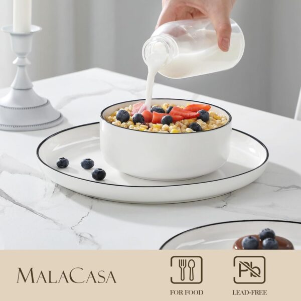 MALACASA Plates and Bowls Sets, 12 Pieces Modern Porcelain D...