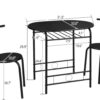 VINGLI 3 Piece Dining Set,Small Kitchen Table Set for 2,Brea...