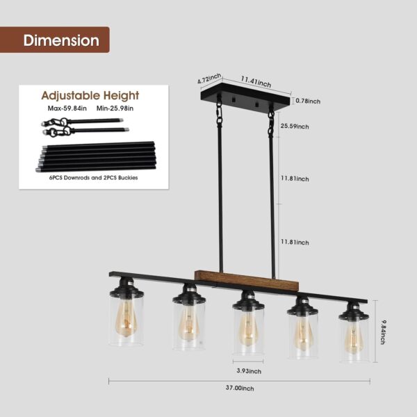Farmhouse Kitchen Island Lighting, 5-Light Dining Room Light...