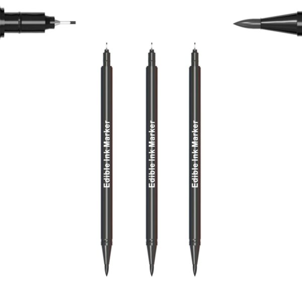 3pcs Black Food Coloring Markers, Double Sided with Ultra Fi...