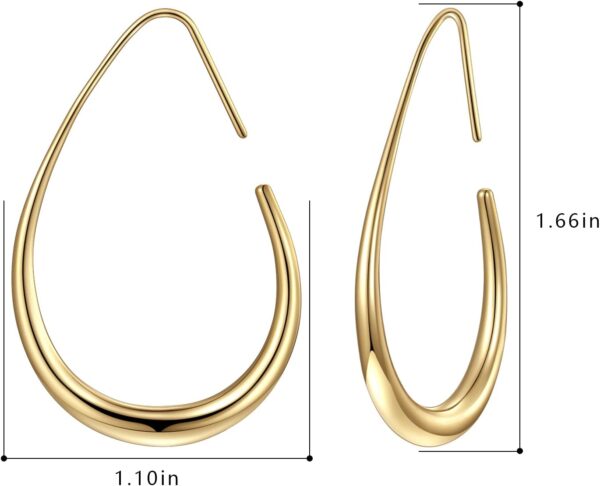 Lightweight Teardrop Hoop Earrings for Women - 14k Gold/Whit...