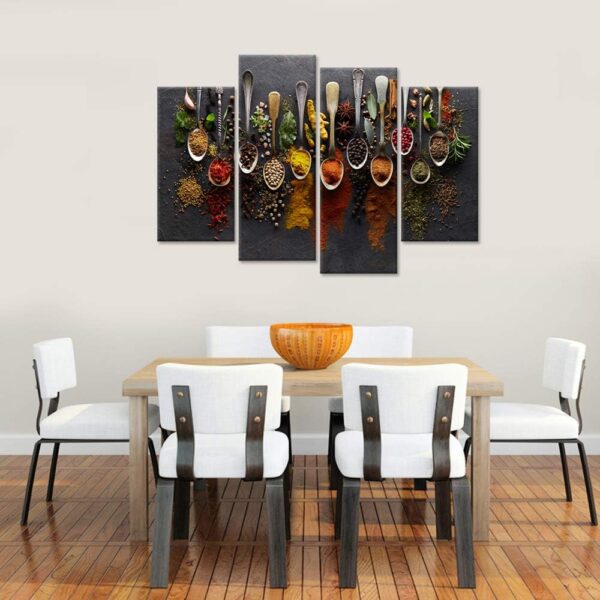 iHAPPYWALL Kitchen Pictures Wall Decor 4 Pieces Couful Spice...