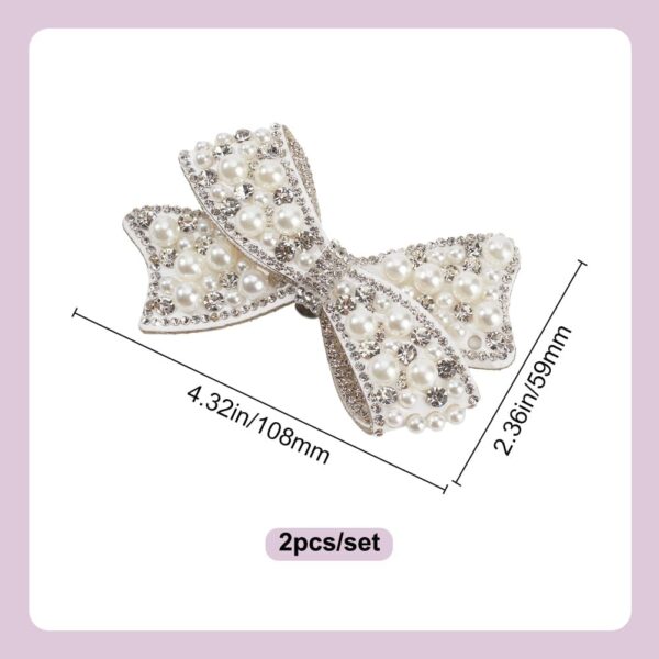 DELORIGIN1 Pair Pearl Bow Shoe Clips Wedding Bow Shoe Buckle...