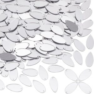 PH PandaHall 200pcs Teardrop Sew on Mirrors Pieces Silver Ac...