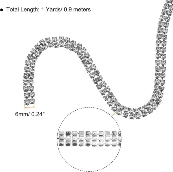 uxcell 1 Yard 2 Rows 3mm Rhinestone Chain, 6mm Bling Crystal...