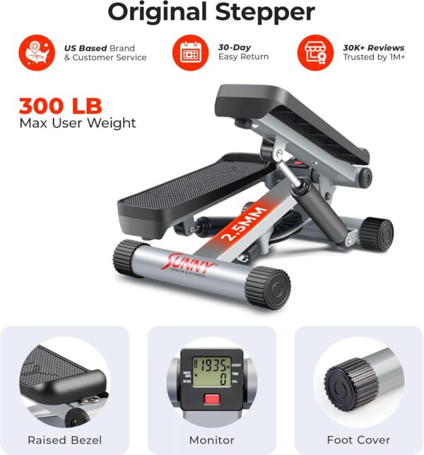 Sunny Health & Fitness Mini Stepper for Exercise at Home, St...