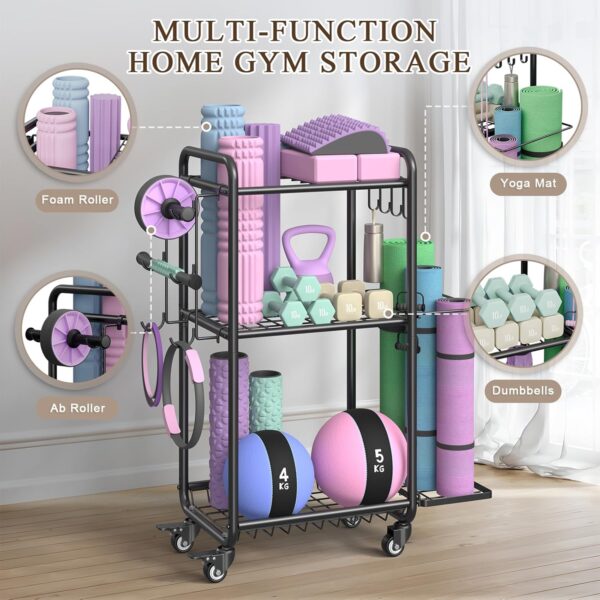 Weight Rack for Home Gym, All in One Yoga Mat Storage Rack, ...