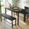Tatub Dining Table Set for 4, 3-Piece Kitchen Table with 2 B...