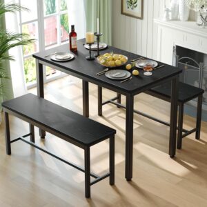 Tatub Dining Table Set for 4, 3-Piece Kitchen Table with 2 B...