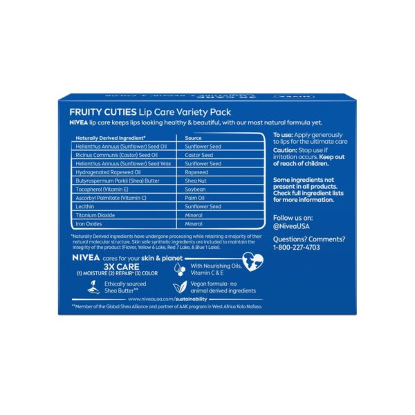 NIVEA Lip Care, Fruity Tinted Lip Balm Variety Pack, Cherry,...