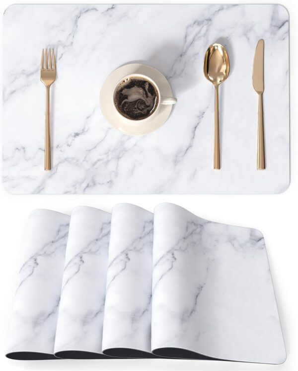 QIYI Placemats Set of 4, 12x18 Inch PU Leather Place Mats fo...