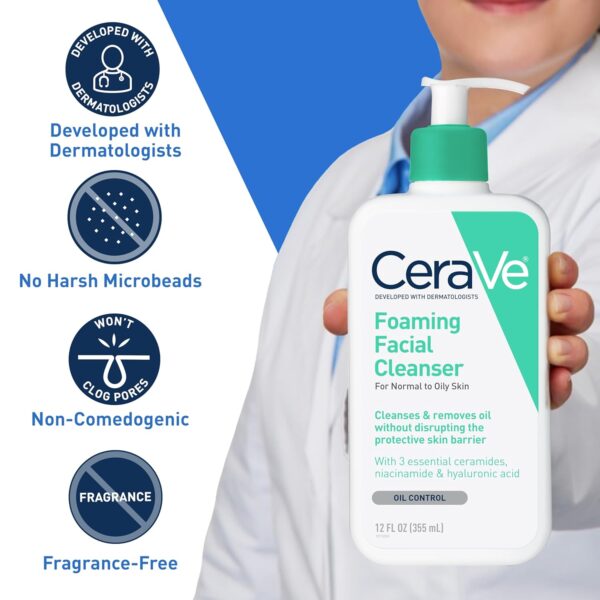 CeraVe Foaming Facial Cleanser, Daily Face Wash for Oily Ski...