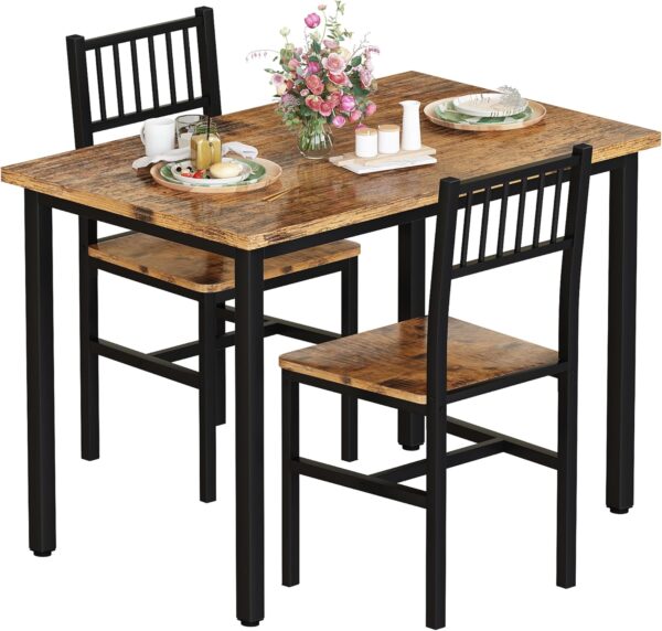 AWQM 3 Piece Dining Table Set, Small Industrial Kitchen Tabl...