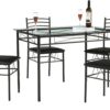 VECELO Kitchen Dining Table and Chairs Set for 4, Padded Sea...