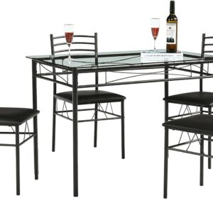 VECELO Kitchen Dining Table and Chairs Set for 4, Padded Sea...