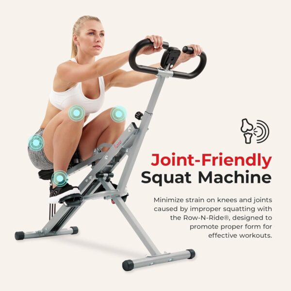 Sunny Health & Fitness Row-N-Ride Squat Assist Trainer, Fold...