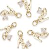 KitBeads 20pcs Cubic Zirconia High Heel Heart Charms - 18K R...