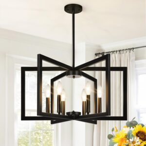 25" Modern Black Chandelier for Dining Room (6-Light, 25-Inc...