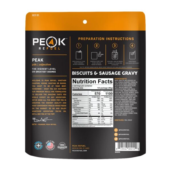 Peak Refuel Biscuits & Sausage Gravy | Freeze Dried Backpack...