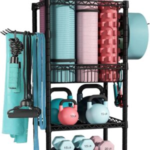 Home Gym Storage, 3 Tiers Workout Equipment Organizer with W...