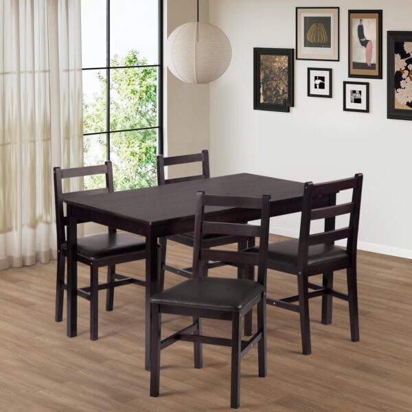 FDW | 5-Piece Solid Wood Dining Table Set for 4 | Pine Kitch...