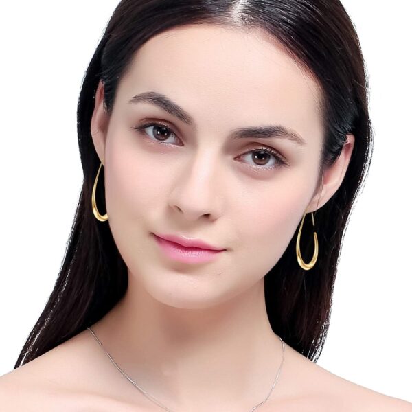 Lightweight Teardrop Hoop Earrings for Women - 14k Gold/Whit...