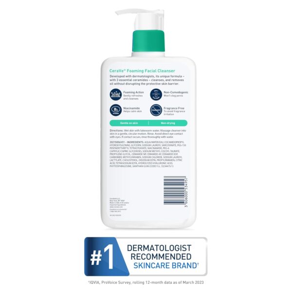 CeraVe Foaming Facial Cleanser, Daily Face Wash for Oily Ski...