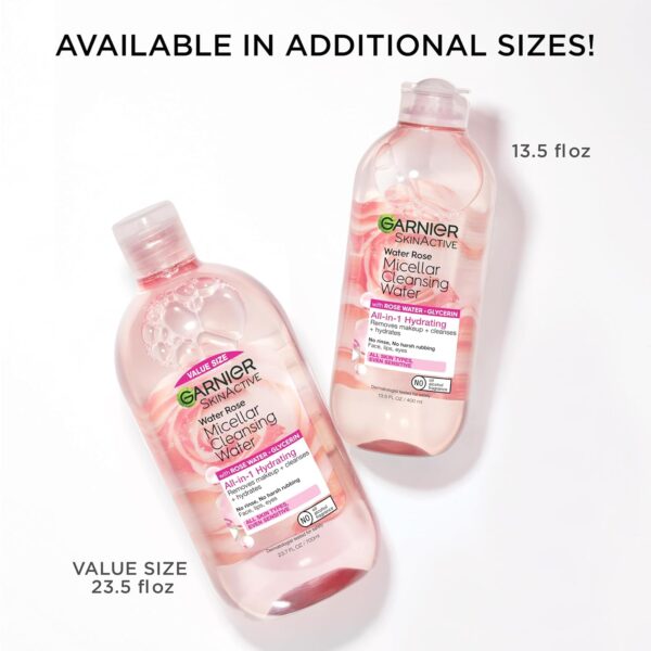 Garnier Micellar Water with Rose Water and Glycerin, Hydrati...