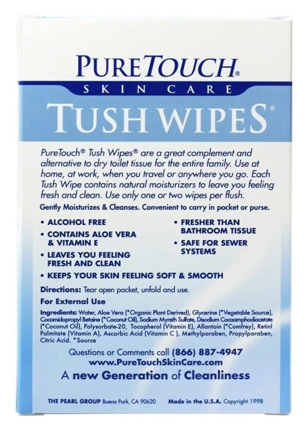 Tush Wipes for Adults 24 Individual Flushable Moist Wipes