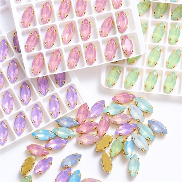 7 x 15mm Mixed Color Horse Eye Opal Sewing Crystal Flatback ...