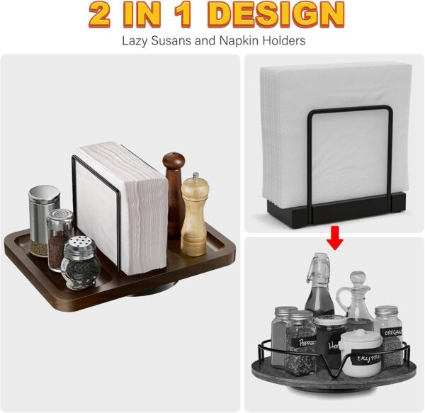 Napkin Holder for Table, Rotating Metal Napkin Dispenser wit...