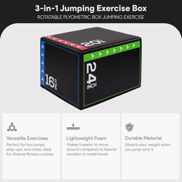 BalanceFrom Foam Plyo Jumping Exercise Box for Home Gym, Mul...
