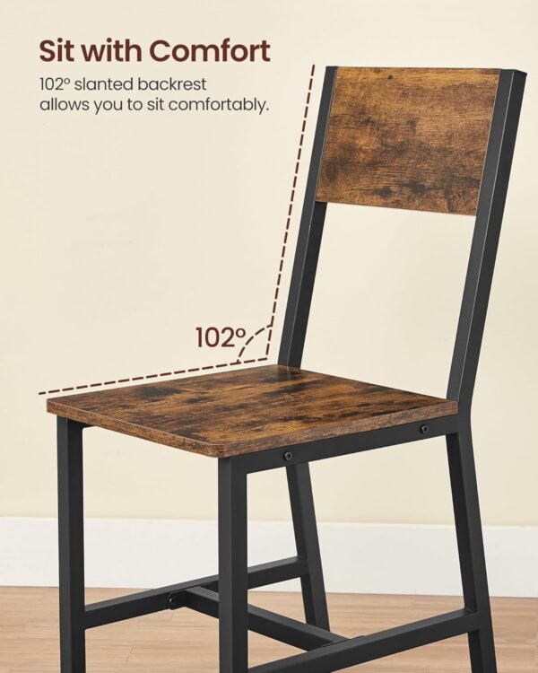 VASAGLE Dining Chair Set of 4, Rustic Wood Chairs with Metal...