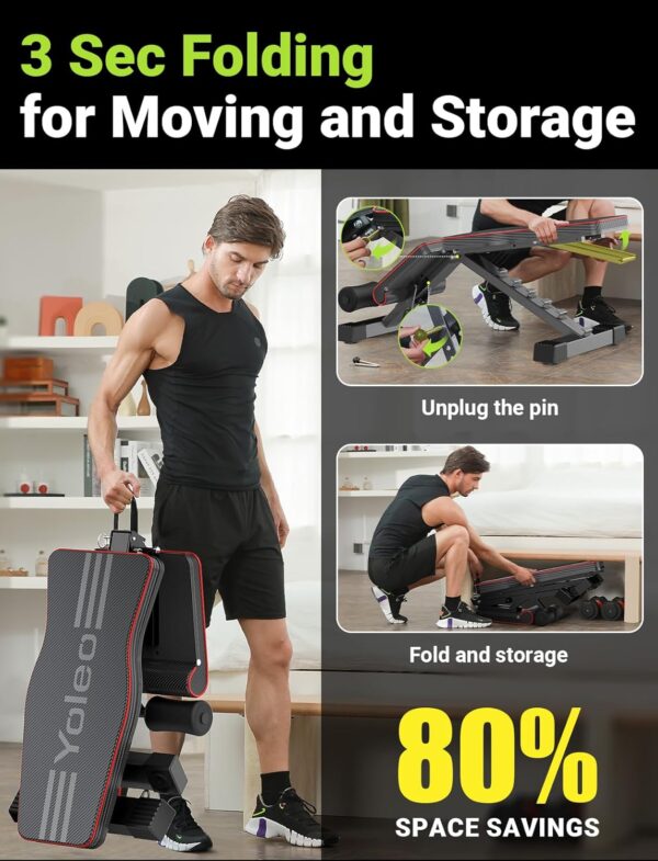 Yoleo Adjustable Weight Bench for Full Body Workout; Foldabl...